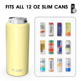 TILUCK Skinny Can Cooler lemon insulated design keeps 12 oz cans refreshingly cold.