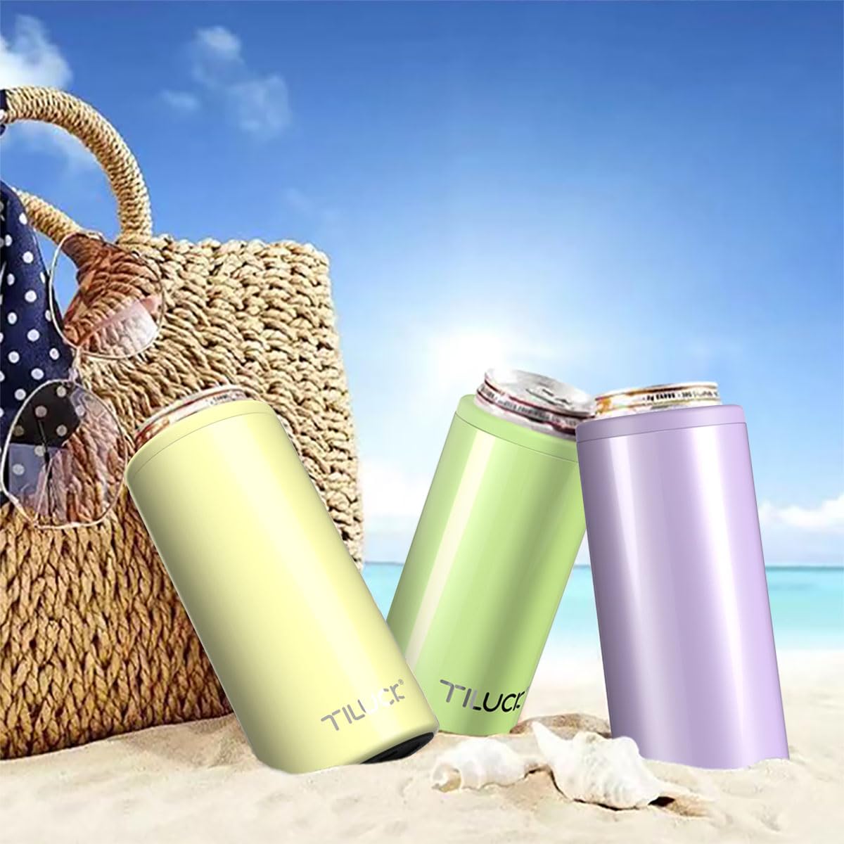 TILUCK Skinny Can Cooler lime — compact packaging supports easy travel.
