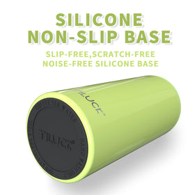 TILUCK Skinny Can Cooler lime — push-lock keeps the slim can secure.