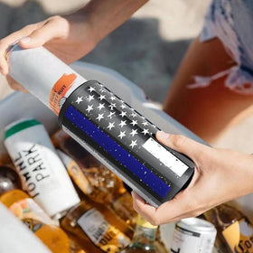 TILUCK Skinny Can Cooler at outdoor party demonstrates cold beverages.