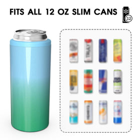 TILUCK Skinny Can Cooler teal gradient close-up shows polished finish and durable build