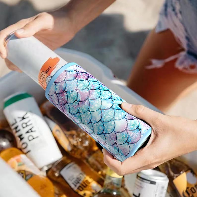 TILUCK Skinny Can Cooler travels easily for camping or road trips