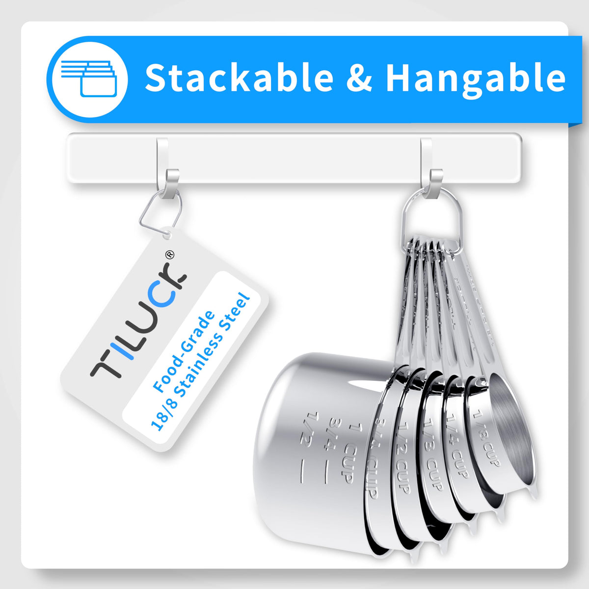 TILUCK stackable measuring set saves drawer space and stays organized.
