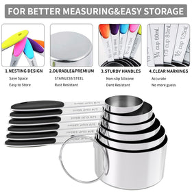 TILUCK stackable measuring spoons and cups saving space in the kitchen.
