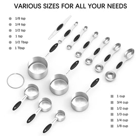 TILUCK stainless steel measuring cups with leveler for durable kitchen use.