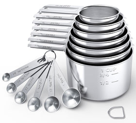 TILUCK stainless steel measuring cups set with 7 cups for precise dry ingredients.
