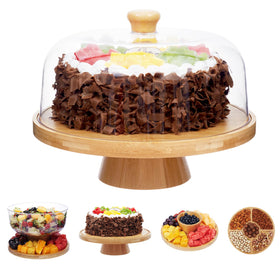 Timboops Home bamboo cake stand with lid keeps desserts fresh.