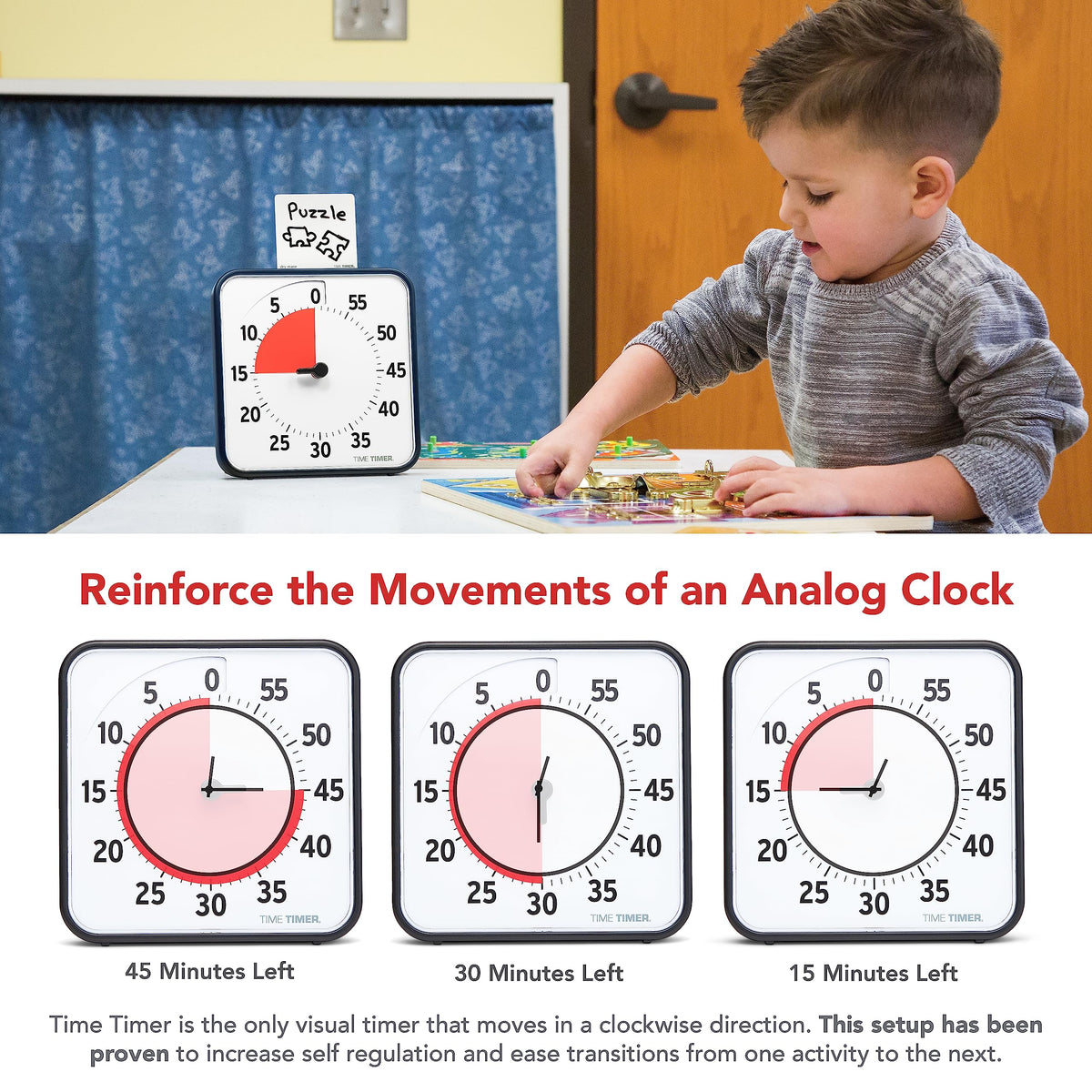 TIME TIMER magnetic compatibility for easy attachment to metal whiteboards.
