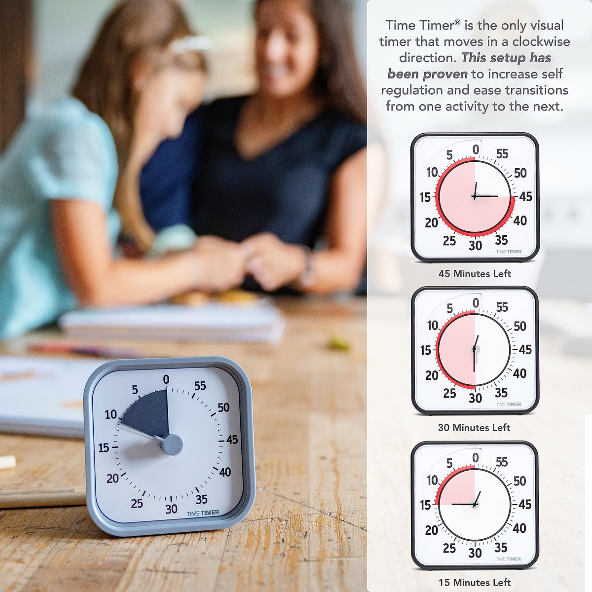 Time Timer MOD pale shale back view highlighting the knob and optional alert.