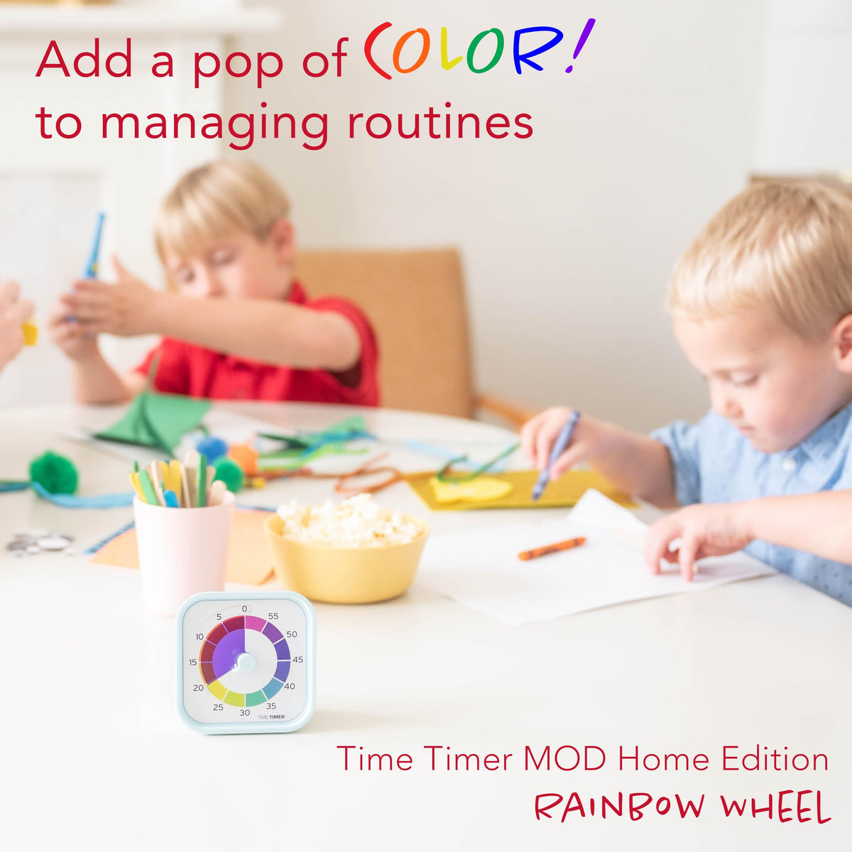 TIME TIMER MOD Home Edition Rainbow Wheel highlights five minute segments for transitions