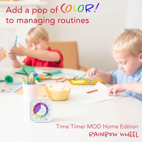 TIME TIMER MOD Home Edition Rainbow Wheel highlights five minute segments for transitions