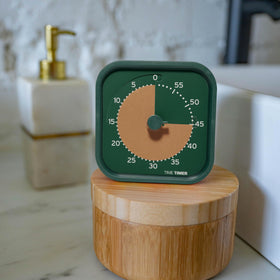 TIME TIMER MOD Home Metallic Forest body with quiet operation supports calm study sessions.