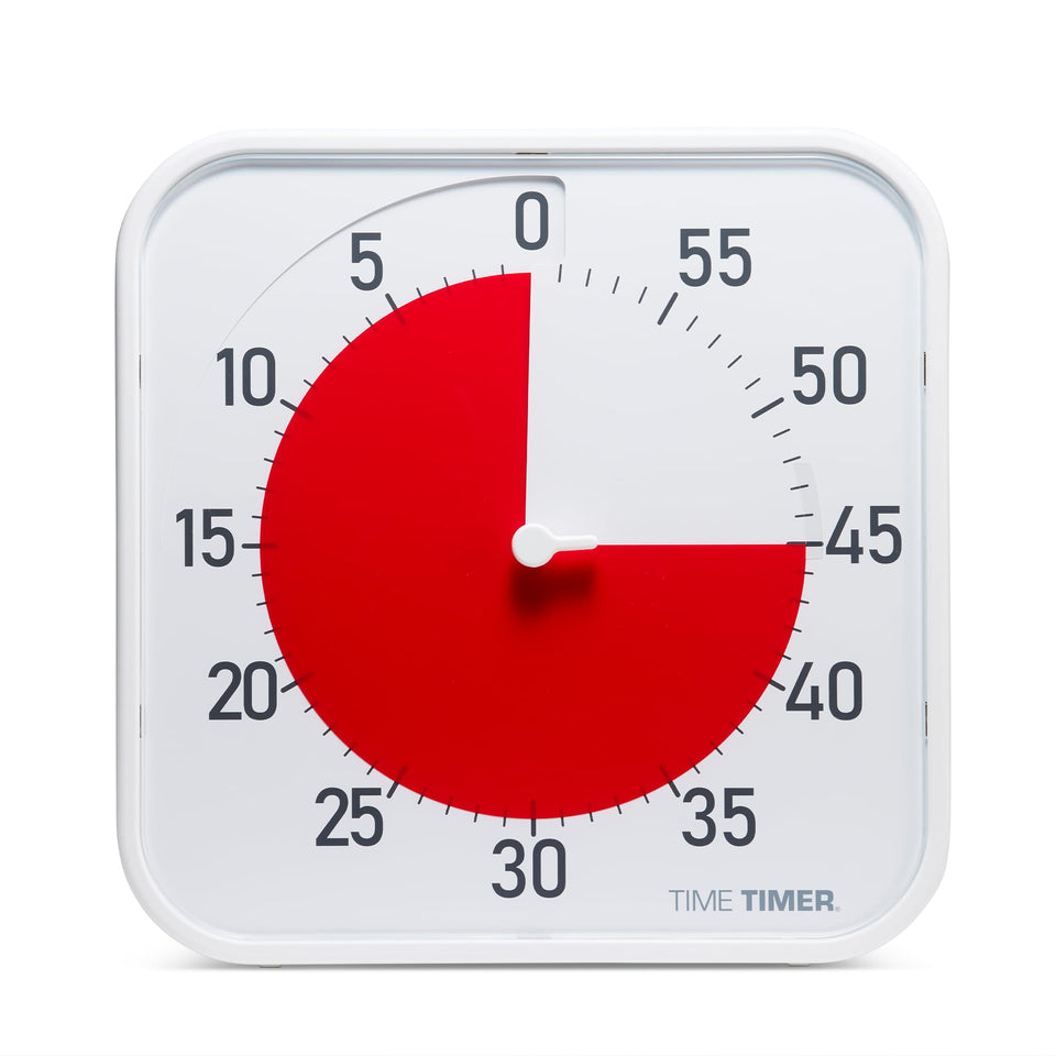 Time Timer Original 12-inch red disk offers clear visibility for focused time tracking in large spaces.