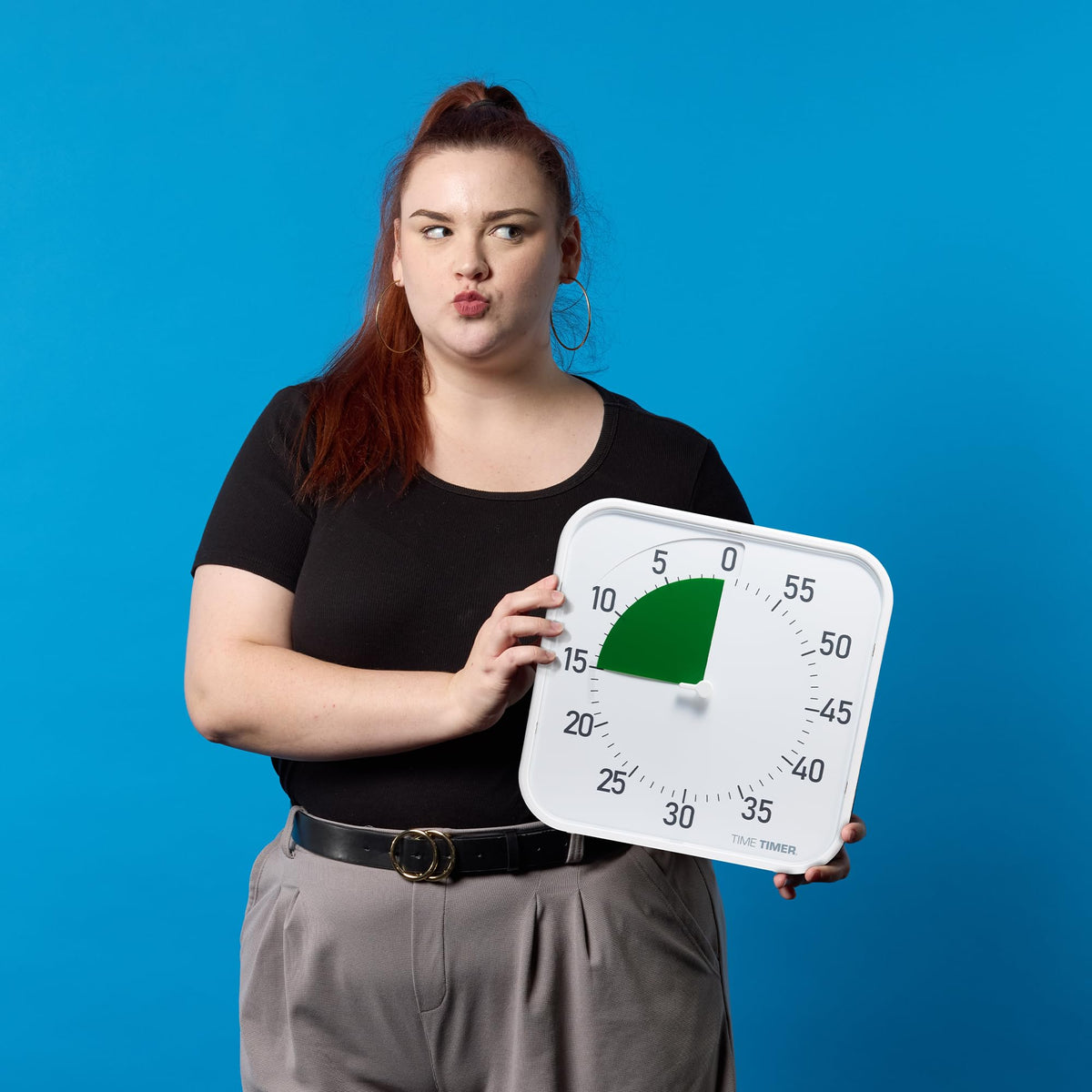TIME TIMER Original modern frame complements bright, organized classroom spaces.
