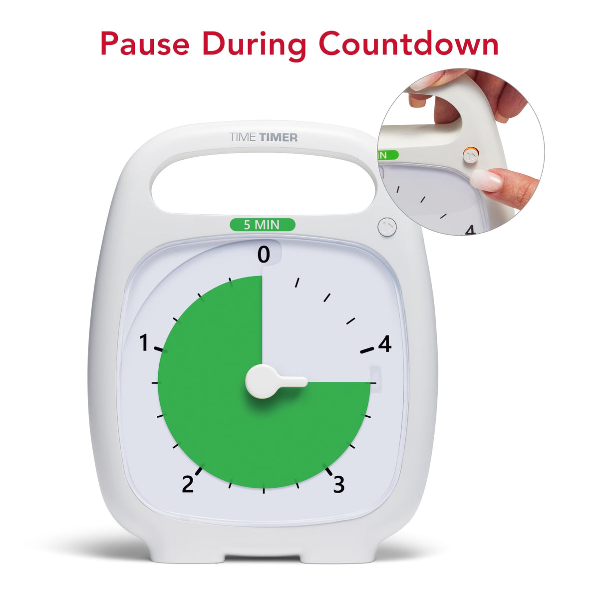 TIME TIMER Plus 5-Minute desk timer offers adjustable alert options for classrooms.