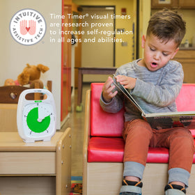 TIME TIMER Plus 5-Minute desk timer operates quietly for focused work sessions.