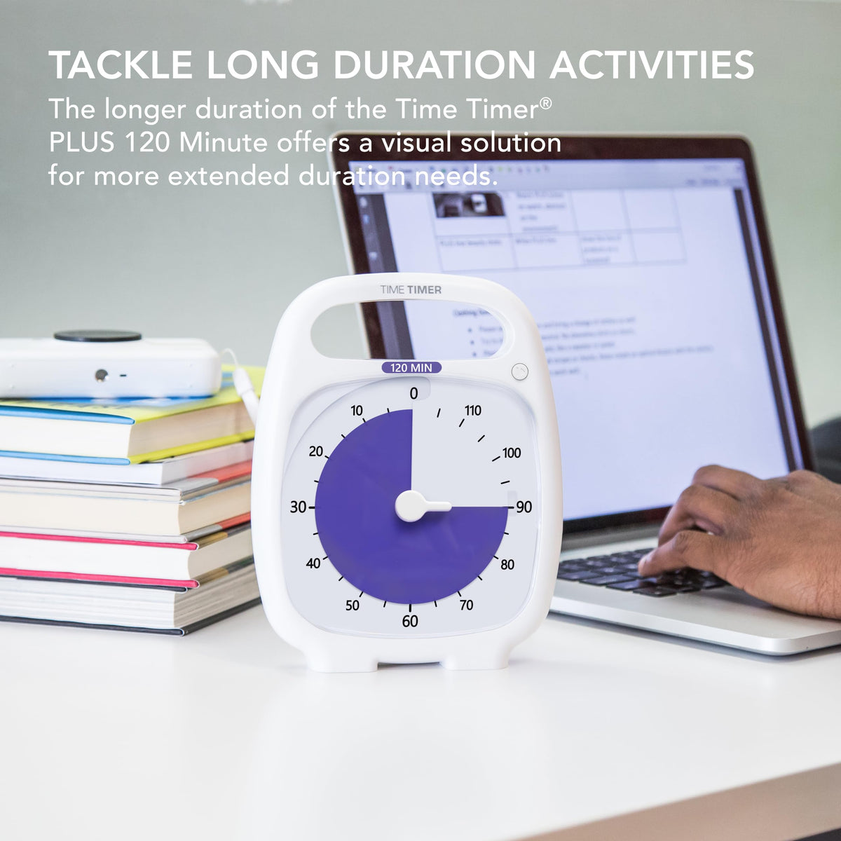 TIME TIMER PLUS portable handle enables easy transport between classroom and home setups