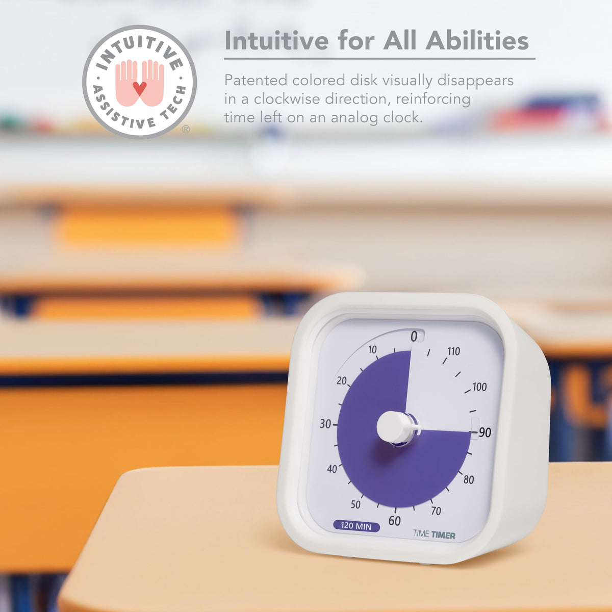TIME TIMER quiet countdown supports studying, testing, or meetings without ticking.