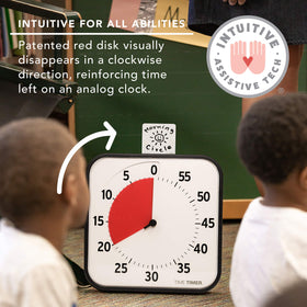 Time Timer can be wall-mounted or stand on a desk for versatile placement.