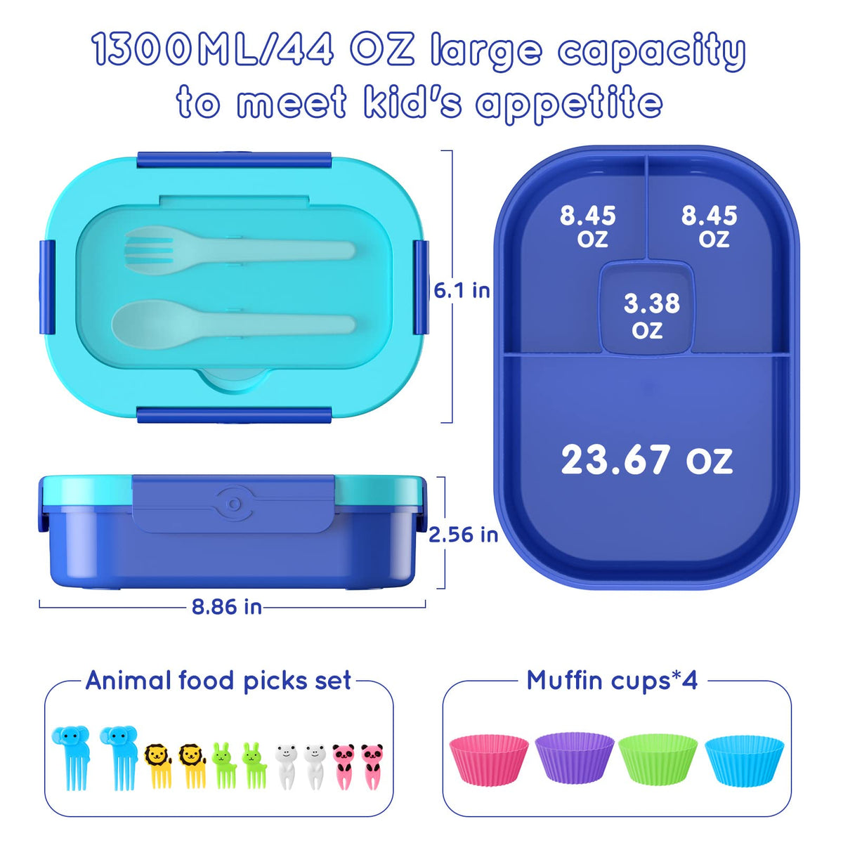 TIME4DEALS 44oz kids lunch box sized for balanced meals