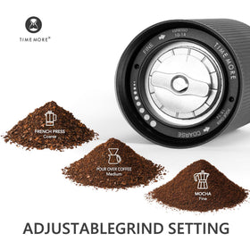 TIMEMORE Chestnut C2S handle in use with smooth, low‑effort grinding.