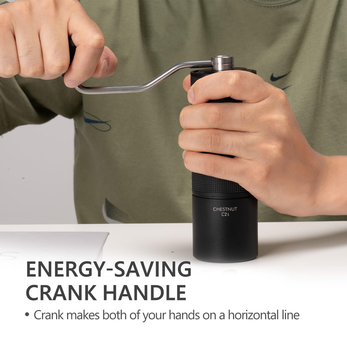 TIMEMORE Chestnut C2S portable design is perfect for travel and on-the-go brewing.