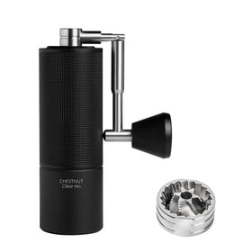 TIMEMORE Chestnut C3 ESP Pro front view with foldable handle for on-the-go grinding.