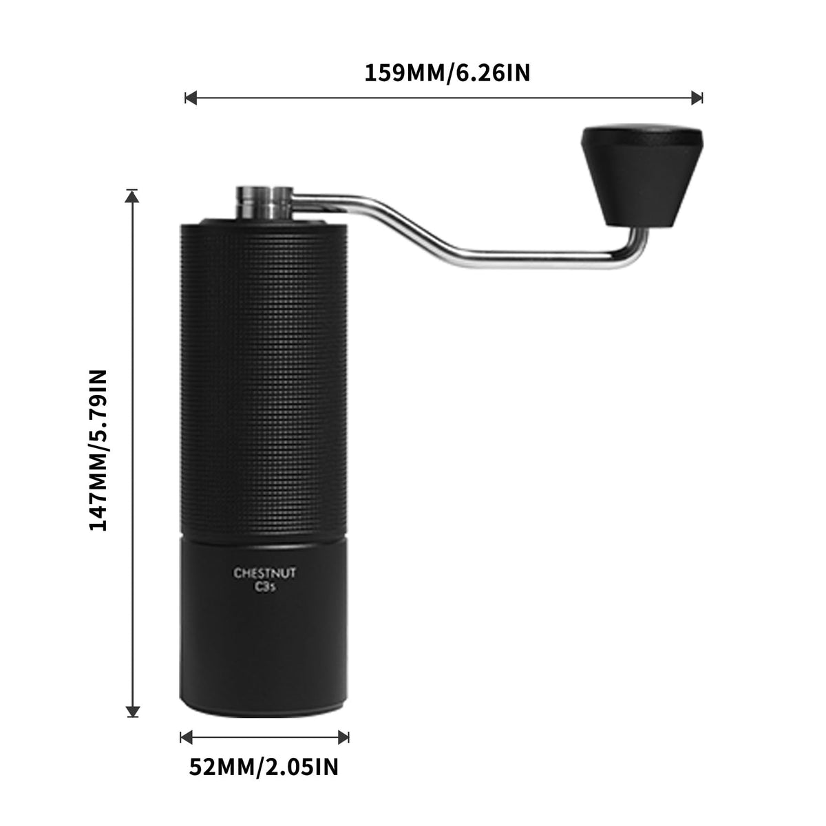 Compact 52 mm design fits small hands.