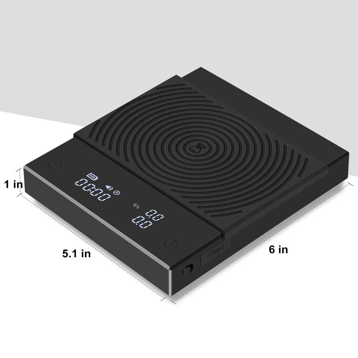 TIMEMORE Coffee Scale Basic 2.0 backlit LCD for easy reading in dim kitchens.