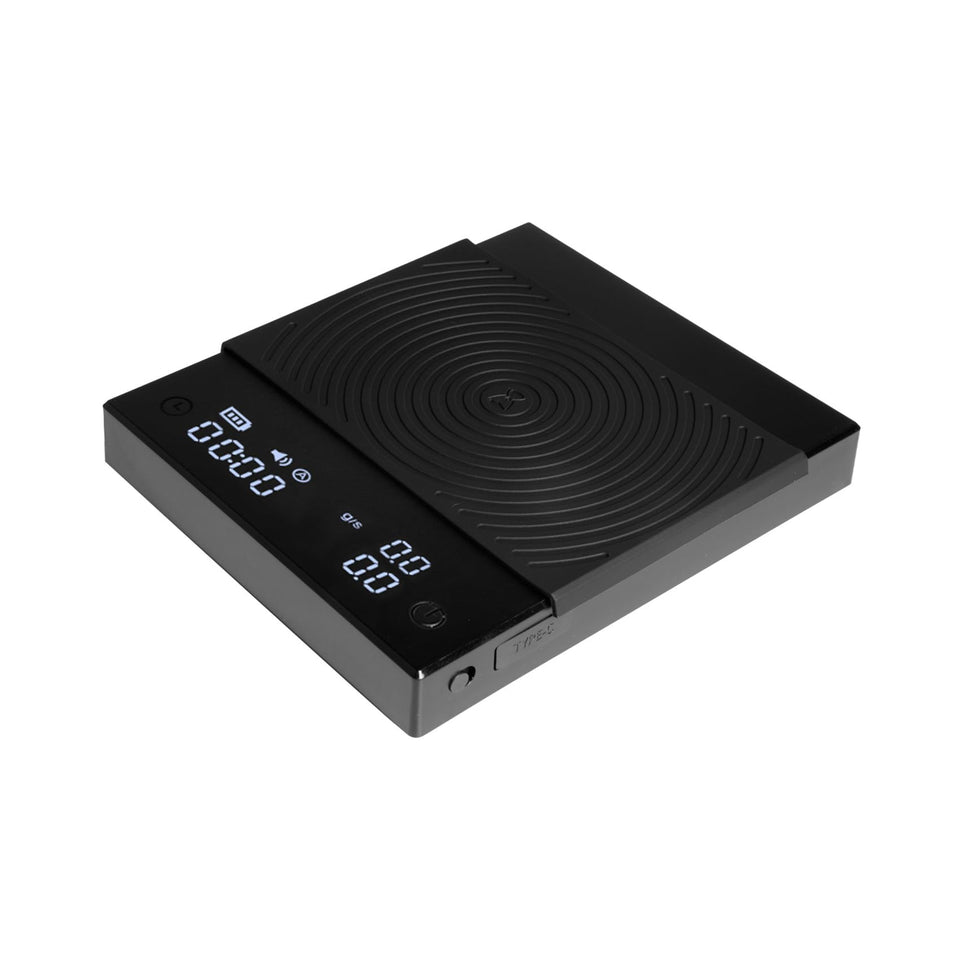 TIMEMORE Coffee Scale Basic 2.0 digital display guides precise gram and ounce readings.