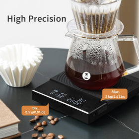 TIMEMORE Coffee Scale Basic 2.0 USB charging port keeps scale ready.