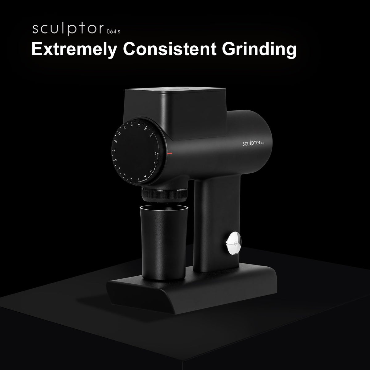 TIMEMORE Sculptor 064S, espresso grind path, shows uniform particle size for accuracy.