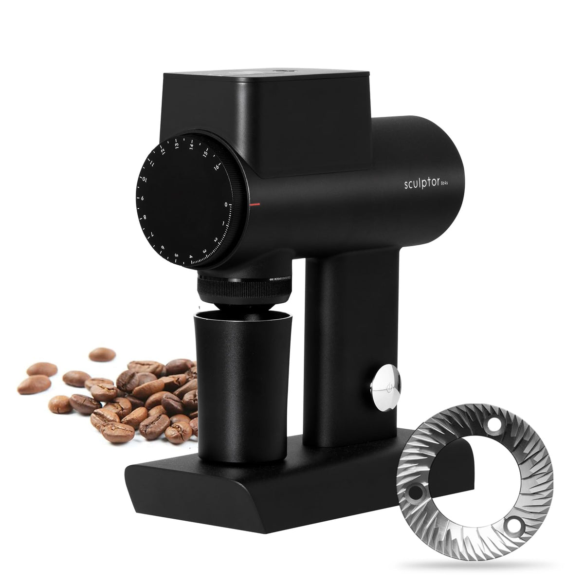 TIMEMORE Sculptor 064S, flat burr assembly, improves espresso consistency for home use.