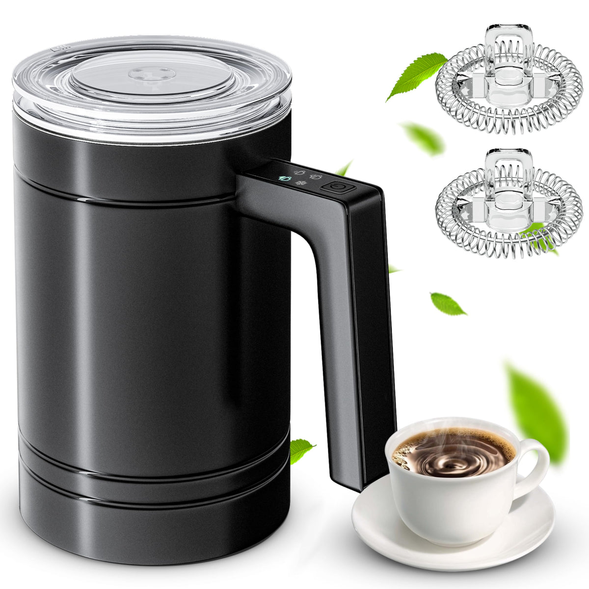 Timesuper 4-in-1 milk frother hot frothing for café-style drinks at home.