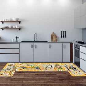 Timgle retro bee kitchen mat, durable material for home office or sink area