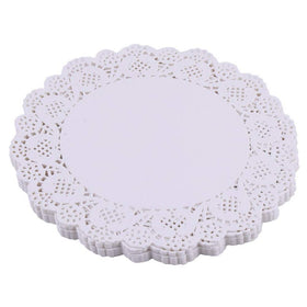 Tim&Lin White Lace Doilies 10-inch pack of 100 provides sturdy disposable placemats for elegant tables.