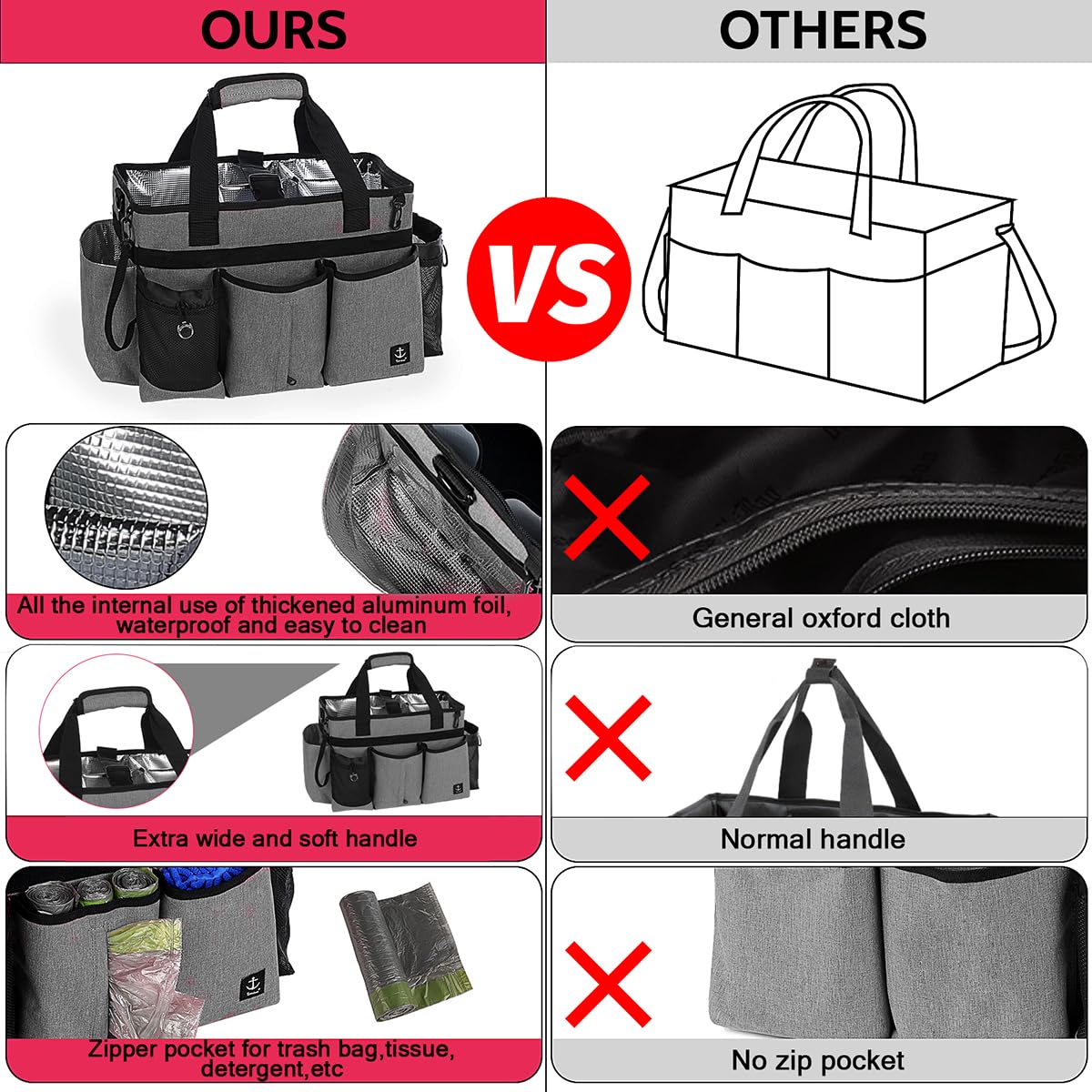 Timoxi cleaning organizer with detachable divider to reconfigure storage on demand.