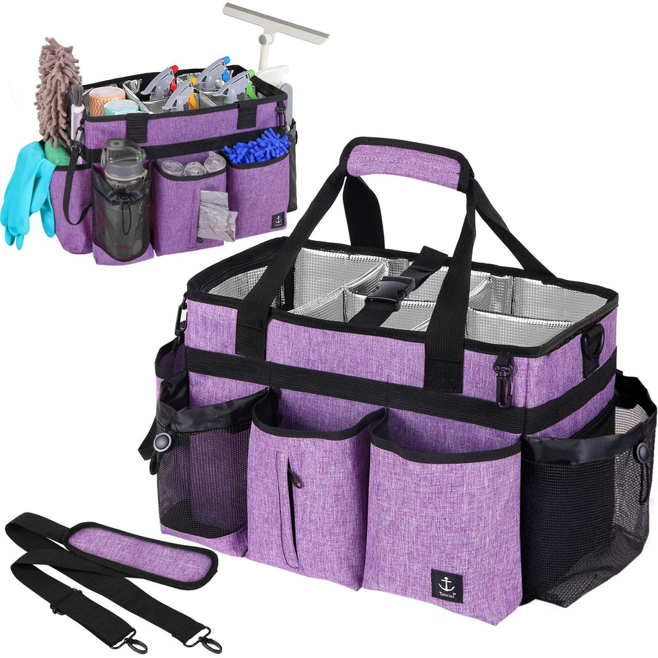Timoxi large cleaning caddy exterior dimensions show ample space for tools