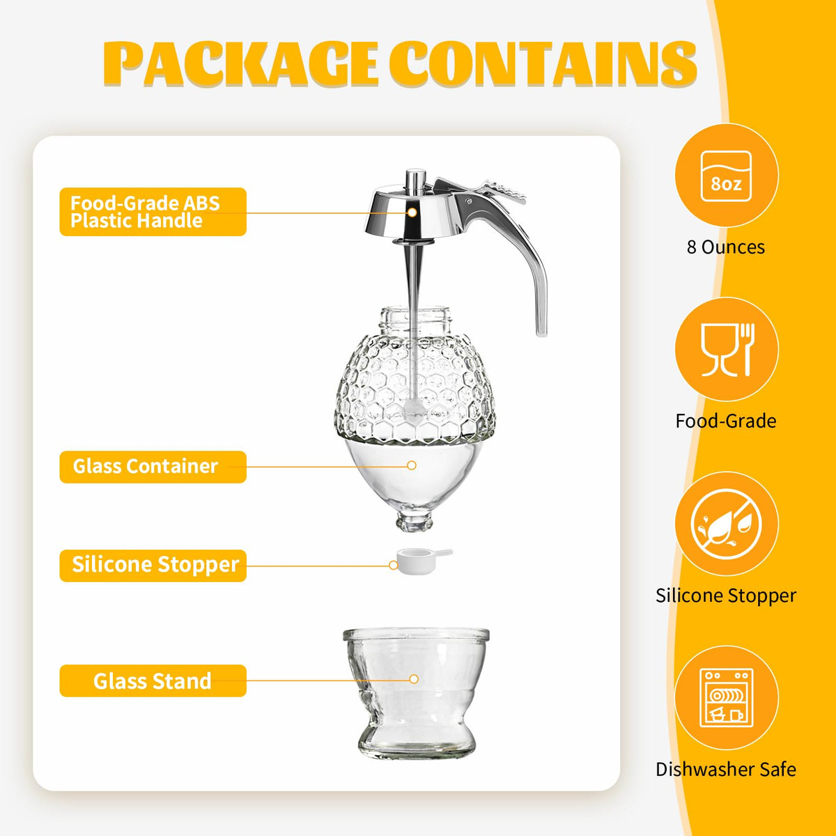 Timtopno 8oz honey dispenser keeps honey fresh with an airtight seal.