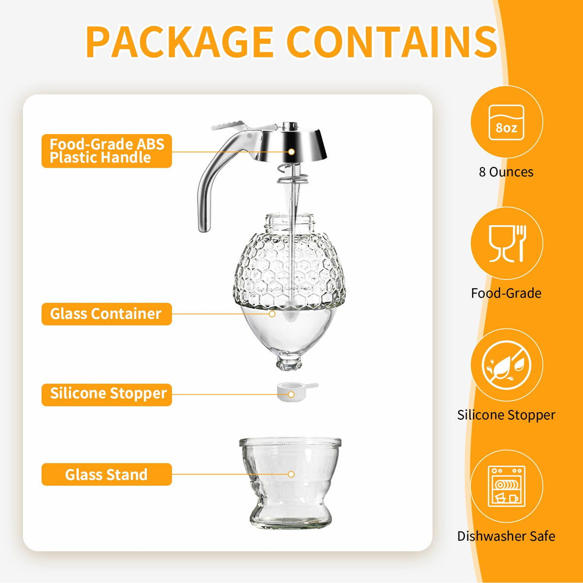 Timtopno glass jar with airtight stopper preserves honey freshness.