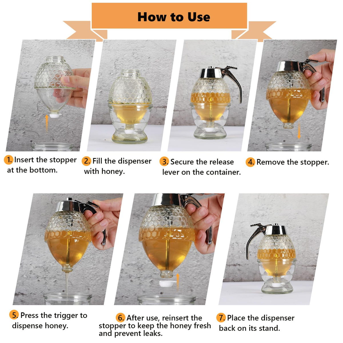 Timtopno gift-ready honey dispenser perfect for breakfasts and gifts.