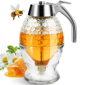 Timtopno honey dispenser with honeycomb design adds elegant kitchen style.