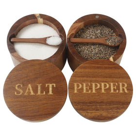 Timtopno salt cellar with swivel lid for quick one-handed seasoning