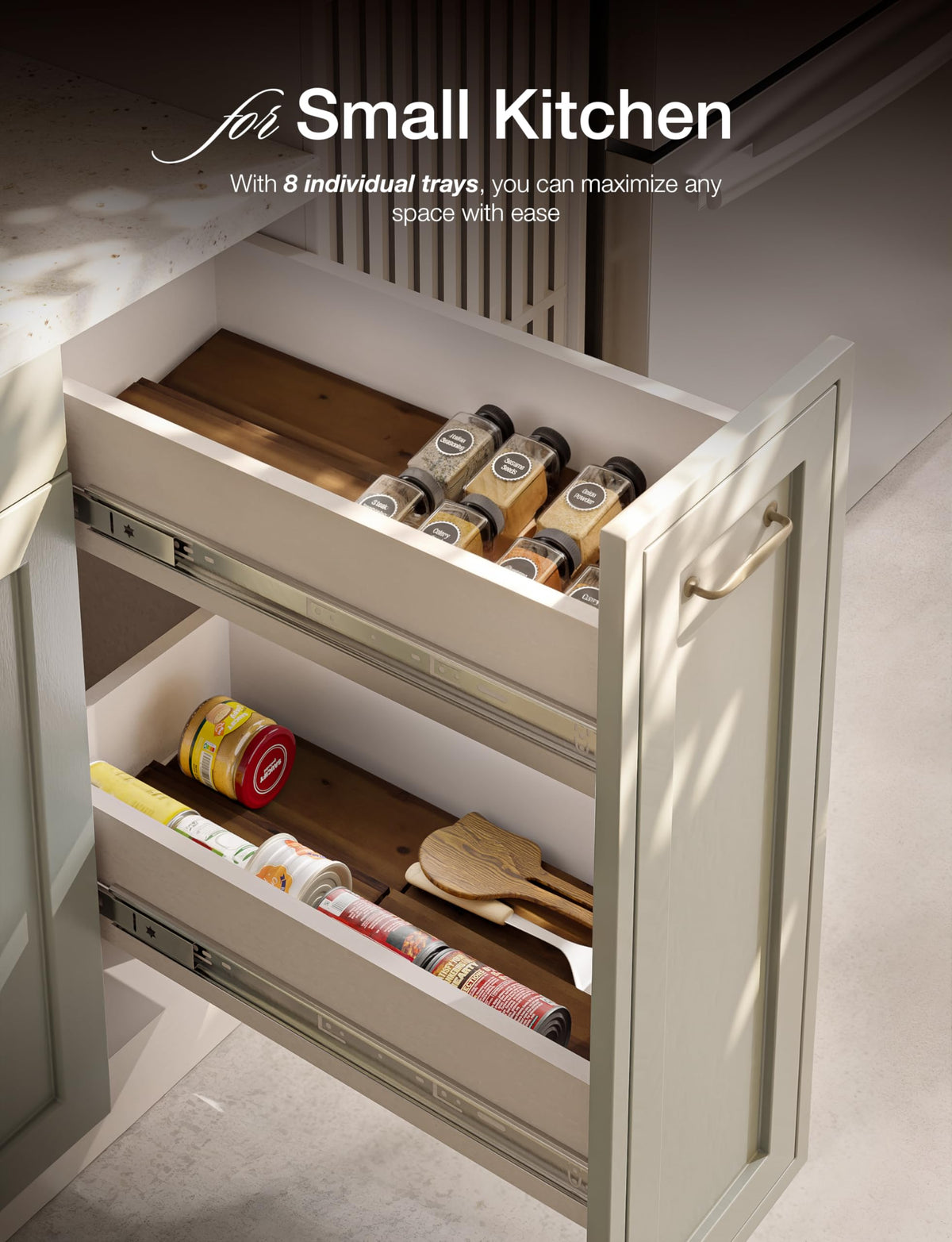 Smooth acacia wood surface of Tinamo rack is easy to wipe