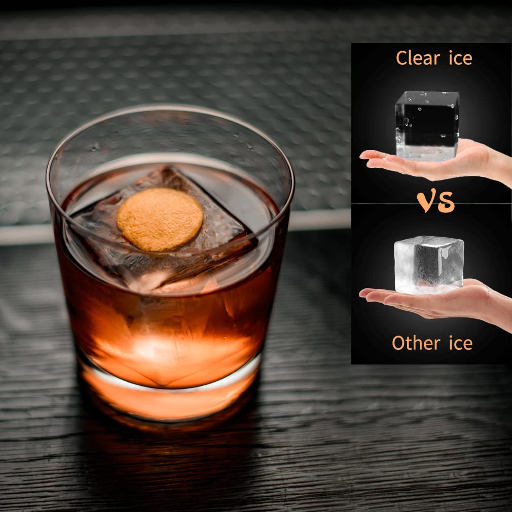TINANA large square clear ice cubes enhance whiskey presentation