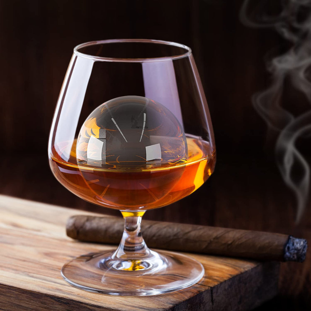 Tinana slow-melting ice ball enhancing flavor without quick dilution.