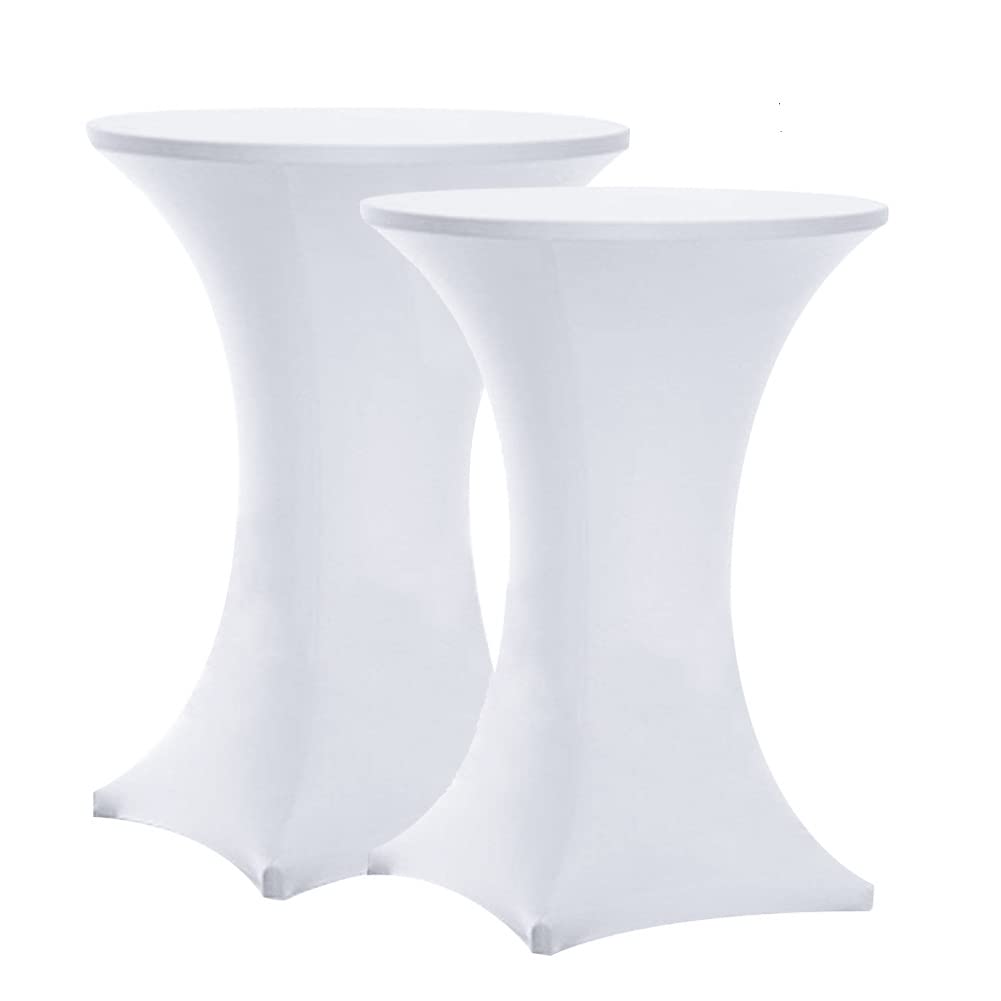 Tina's 2-pack white highboy spandex table cover fits round 32x43 tables for polished events.