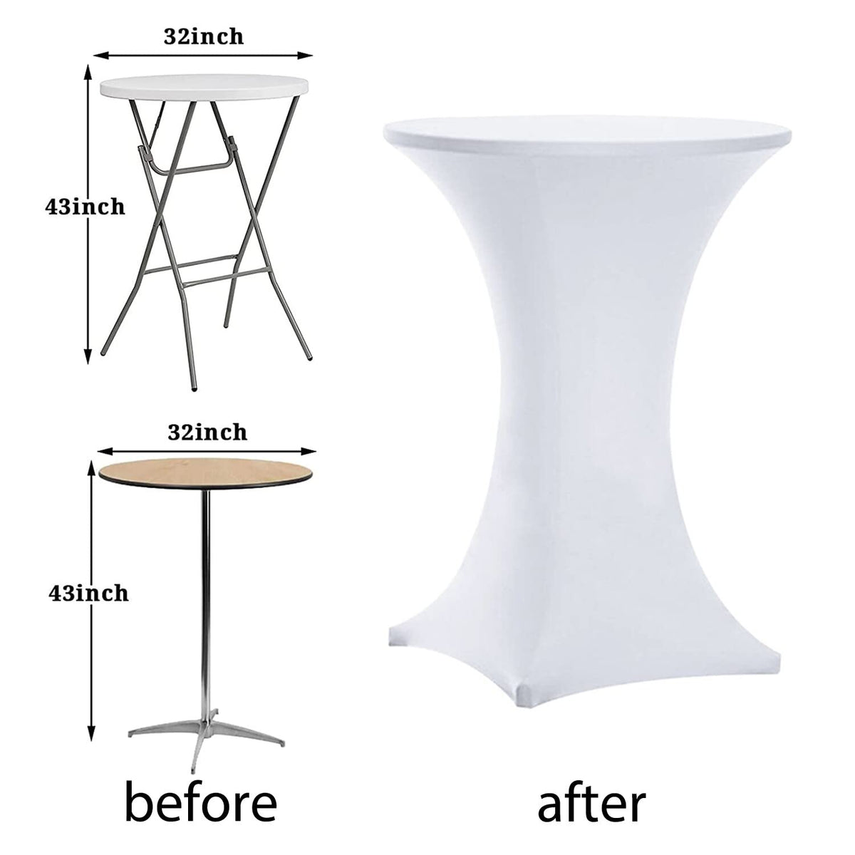 Ideal for bar-height tables at weddings and parties