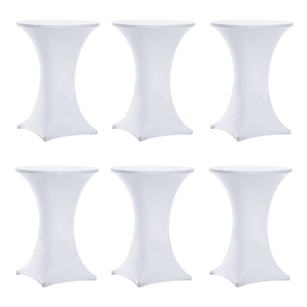 Tina's 6-pack white highboy cover on a round table, ideal for events