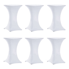 Tina's 6-pack white highboy cover on a round table, ideal for events
